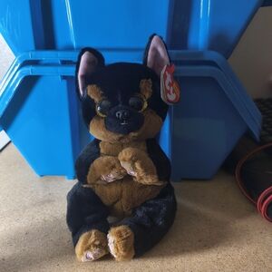Ty Rottweiler Plush with Black and Brown Fur